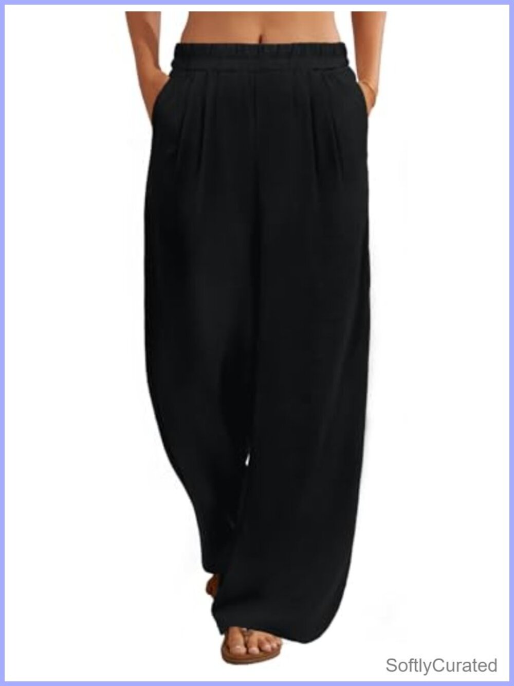 FireSwan Pleated Wide Leg Palazzo Pants with Pockets - Women's Linen Blend